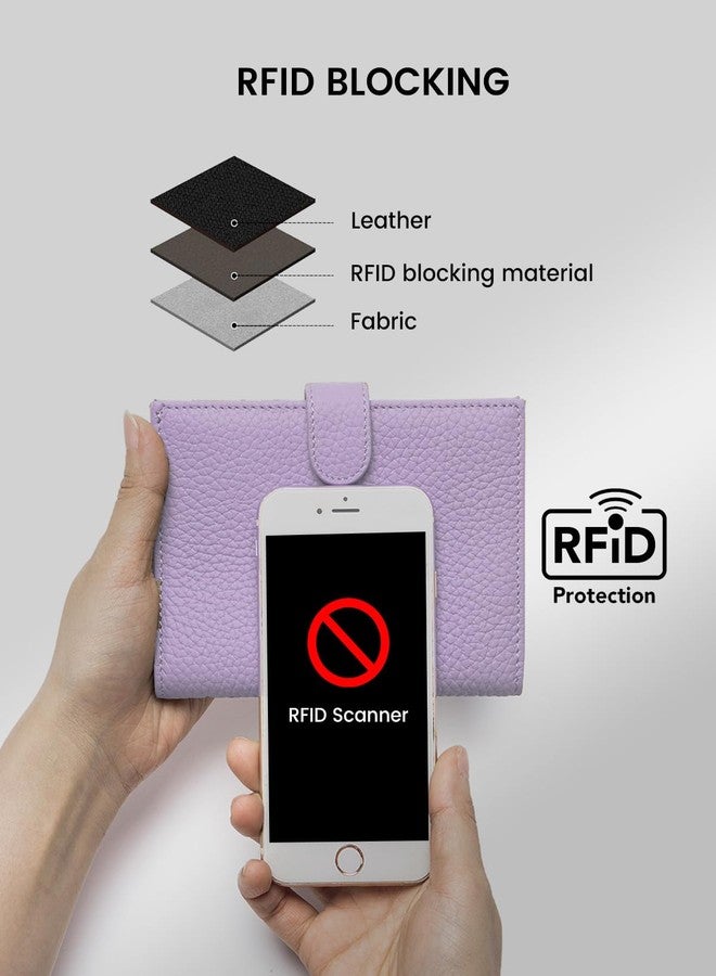 Karmiir RFID Passport Holder Travel Wallet for Women, Leather Passport Cover Wallet with Card Holders SIM Slots,Zippered Coins Pocket and Cash Slot Slim Compact Travel Wallet, Light Purple, Compact - Image 4