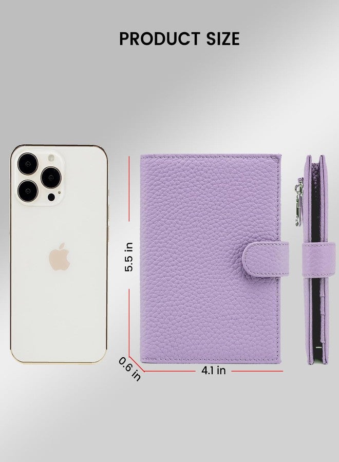 Karmiir RFID Passport Holder Travel Wallet for Women, Leather Passport Cover Wallet with Card Holders SIM Slots,Zippered Coins Pocket and Cash Slot Slim Compact Travel Wallet, Light Purple, Compact - Image 5