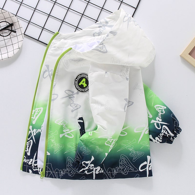 Childrens Wear Boys Coat Spring and Autumn Childrens Charge Clothes Gradient Top Middle and Big Childrens Spring 2024 New Western Style Coat Blue  - Image 4