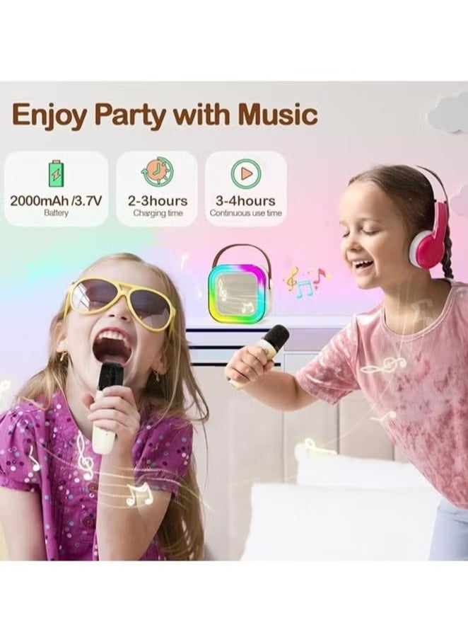 JAJEEK Karaoke Machine for Kids & Adults - Mini Portable Bluetooth Colourful Karaoke Speaker with 2 Wireless Microphones and Dynamic Lights – Perfect for Birthday Gift, Home KTV, Outdoor Travel, and Family Fun - Image 4