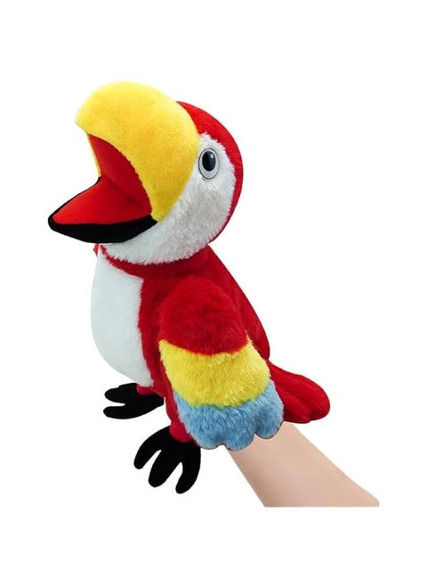 Puppets Parrot Hand Puppet,13.8 Animal Puppets Hand Puppets Bird Stuffed Animal Hand Puppets for Kids with Movable Mouth,Puppet Plush Multi-Color Toys Bird Puppet Role Play Teaching(Red)