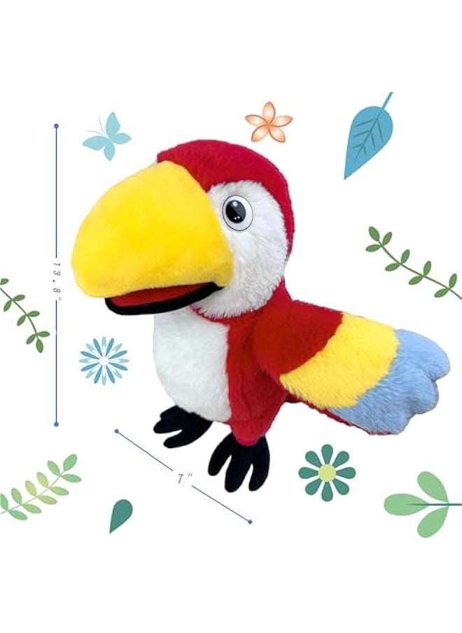 null - Puppets Parrot Hand Puppet,13.8 Animal Puppets Hand Puppets Bird Stuffed Animal Hand Puppets for Kids with Movable Mouth,Puppet Plush Multi-Color Toys Bird Puppet Role Play Teaching(Red) - Image 1