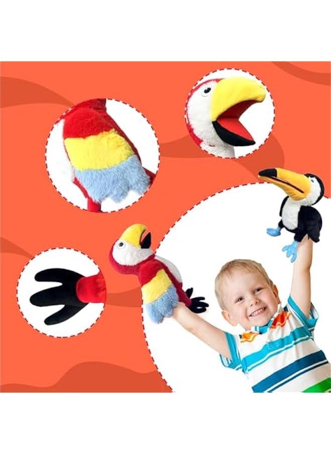 null - Puppets Parrot Hand Puppet,13.8 Animal Puppets Hand Puppets Bird Stuffed Animal Hand Puppets for Kids with Movable Mouth,Puppet Plush Multi-Color Toys Bird Puppet Role Play Teaching(Red) - Image 1