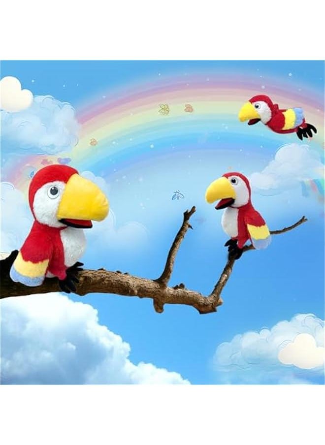 null - Puppets Parrot Hand Puppet,13.8 Animal Puppets Hand Puppets Bird Stuffed Animal Hand Puppets for Kids with Movable Mouth,Puppet Plush Multi-Color Toys Bird Puppet Role Play Teaching(Red) - Image 1