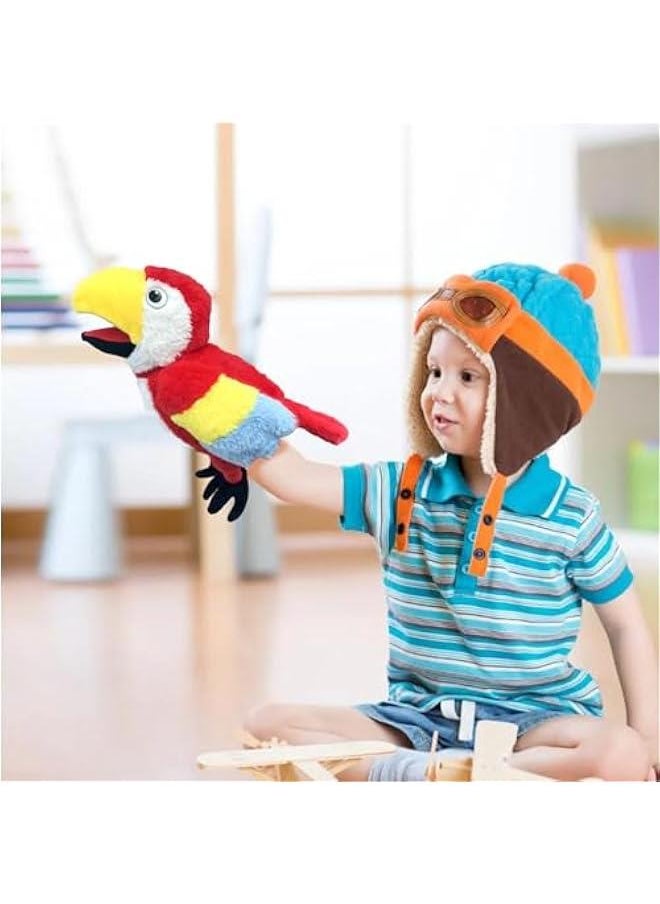 null - Puppets Parrot Hand Puppet,13.8 Animal Puppets Hand Puppets Bird Stuffed Animal Hand Puppets for Kids with Movable Mouth,Puppet Plush Multi-Color Toys Bird Puppet Role Play Teaching(Red) - Image 1