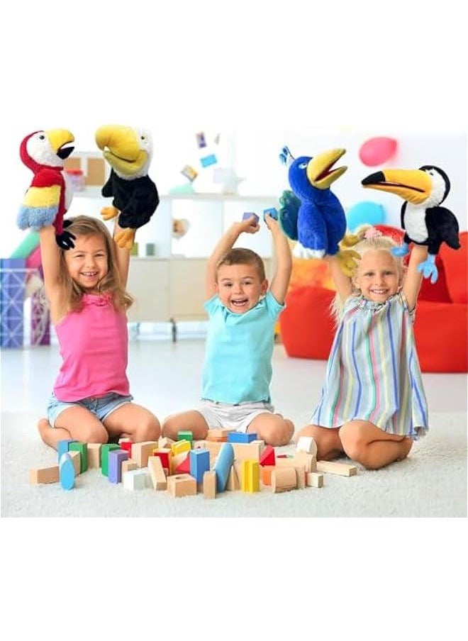null - Puppets Parrot Hand Puppet,13.8 Animal Puppets Hand Puppets Bird Stuffed Animal Hand Puppets for Kids with Movable Mouth,Puppet Plush Multi-Color Toys Bird Puppet Role Play Teaching(Red) - Image 1