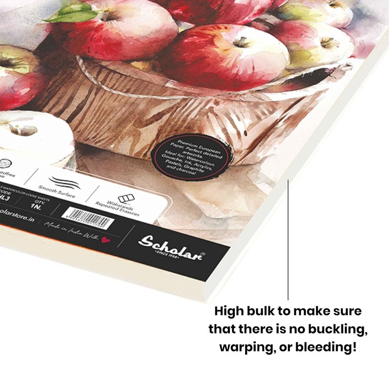 Scholar Watercolour Hot Pressed Loose Sheets (300 GSM) (A4) - Image 4