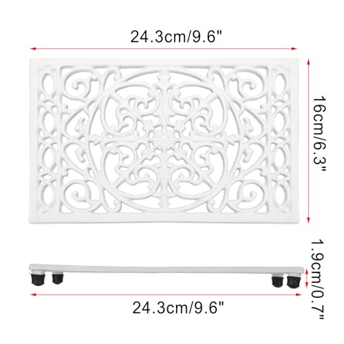 Sumnacon 2 Pack Rectangle Cast Iron Trivets, Rustic Iron Hot Dish Plate Trivet for Kitchen Countertop Dining Table (White, 9.6 x 6.3 Inch) - Image 3
