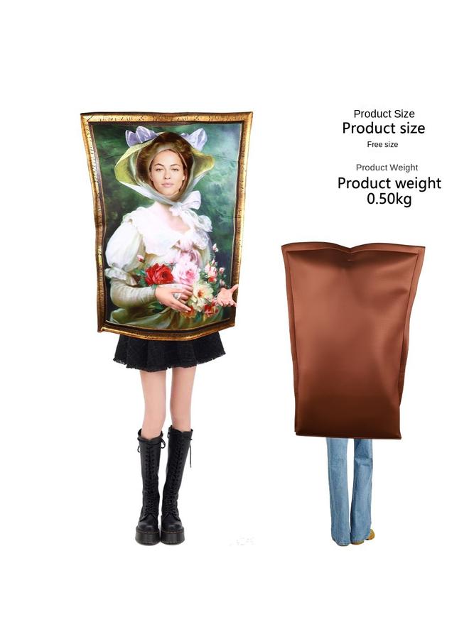 Bluejw Halloween Funny Mona Lisa Cos Costume Mural Costume Activity Performance Jumpsuit Composite Sponge  - Image 1