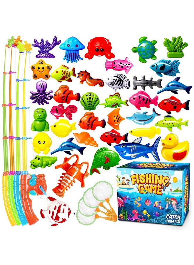 Goody King Magnetic Fishing Game Pool Toys for Kids - Bath Outdoor Indoor Carnival Party Water Table Toys Fish for Kids Age 3 4 5 6 Years Old 2 Players Gift (Large) - Image 1