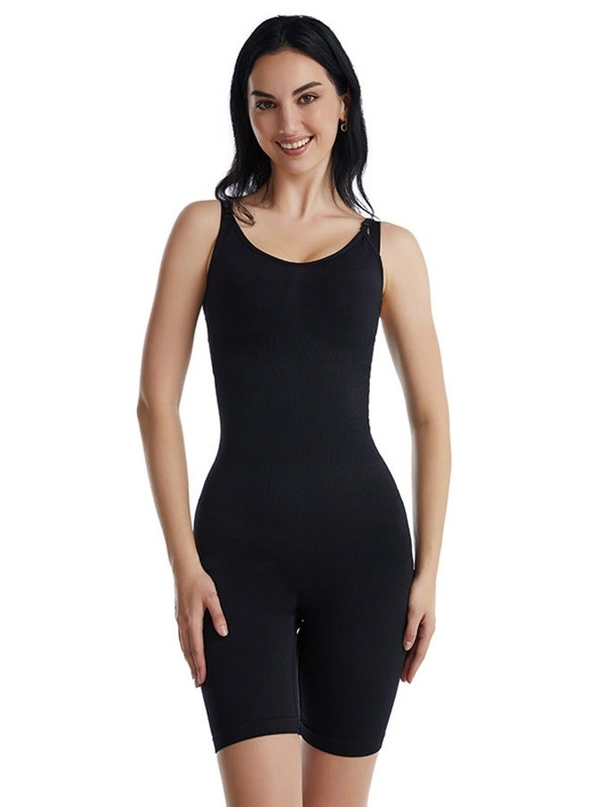 Loquat Women's Solid Color Bodysuit Shapewear Tummy Control Sleeveless Scoop-Neck Camisole Slimming Jumpsuit Lifting Bodysuit Black  - Image 1