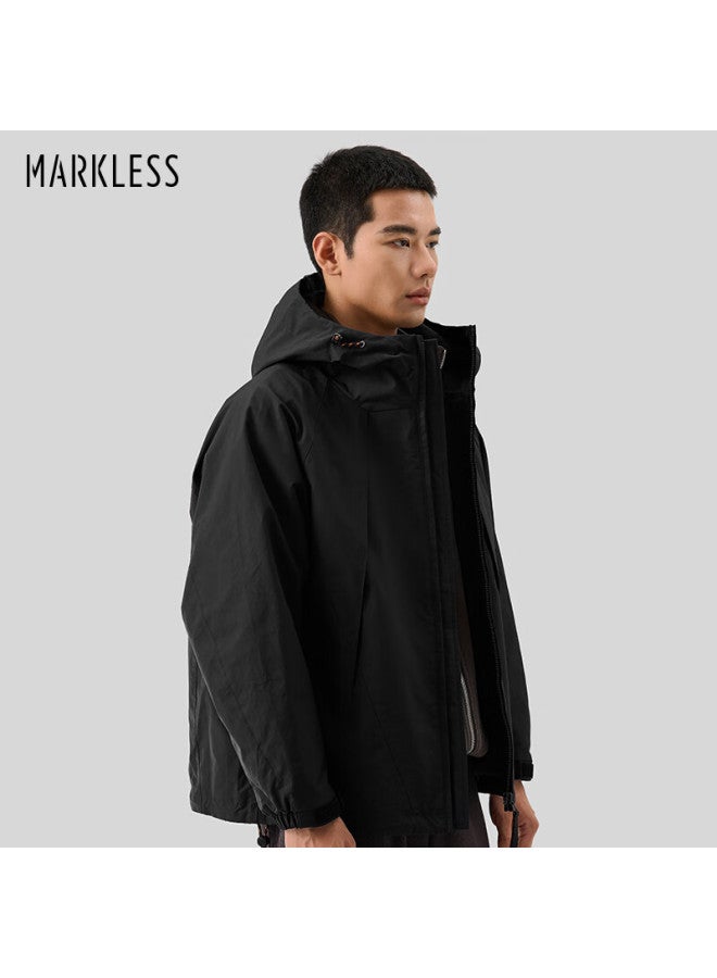 Markless Autumn And Winter Men's Hooded Jacket Patchwork Casual Coat Wtb4158m Black M - Image 1