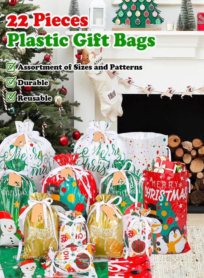 VIMUSFUN Drawstrings Christmas Gift Bags Assorted Sizes, 22Pcs Holiday Gift Bag Bulk Christmas Bags For Gifts - Image 4