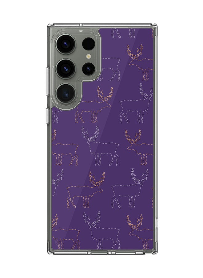 Stylizedd Classic Clear Case for Samsung Galaxy S24 Ultra , Hybrid Soft Case Flexible Edges TPU PC Gel Thin Transparent Cover - Purple Moose Full Print - Image 1