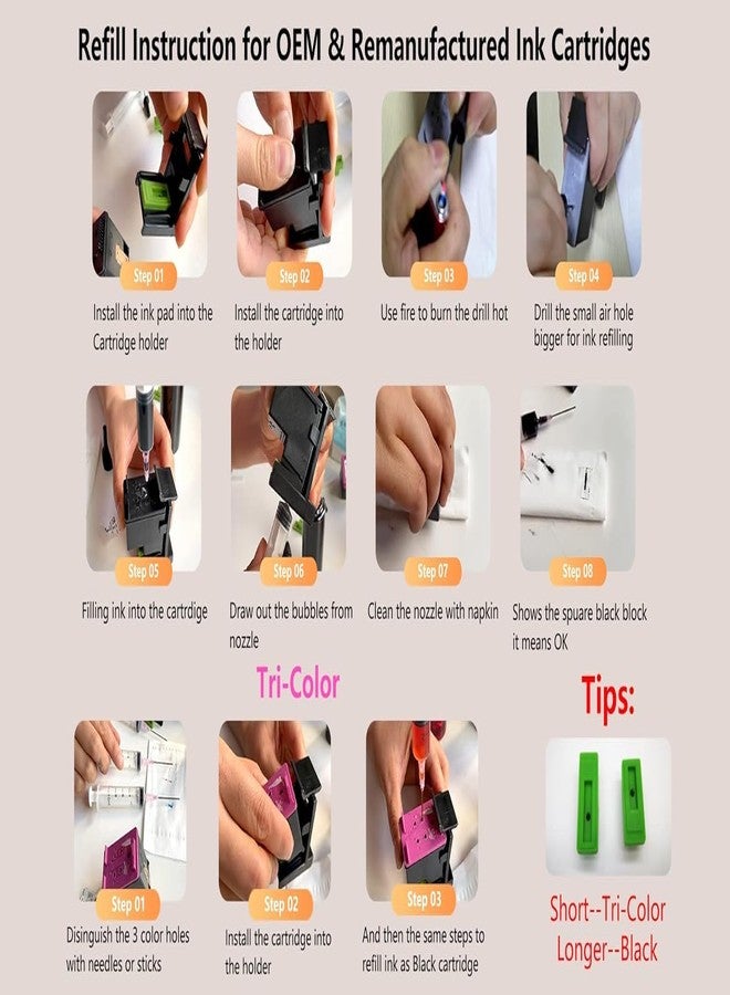 Hynear 682 Cartridge Refill Ink Suction Tool kit for HP, Canon Printers (100ml x 2 Bottle/Black + 3 Bottle/Color + 4 Syringe + Suction Tool Kit + Handgloves + Tissue Paper) - Image 4