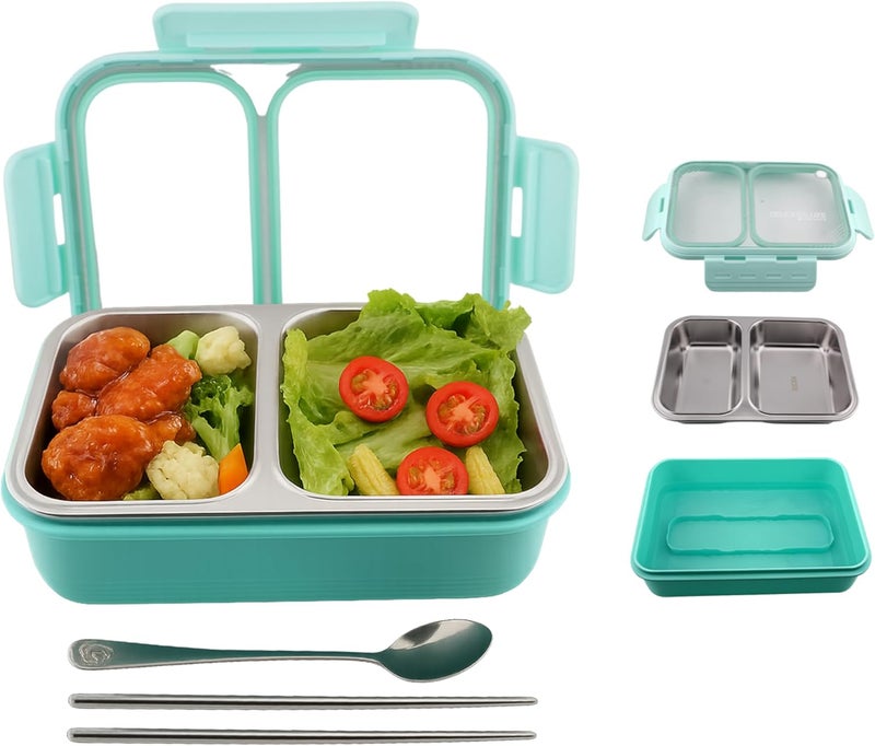 Cravista Bento Lunch Box, Leak Proof Stainless Steel Lunchbox for Kids, BPA Free Bento Box for Kids and Adults | Tiffin for Office and School (Green, 700 ML, 2 Compartment) - Image 2
