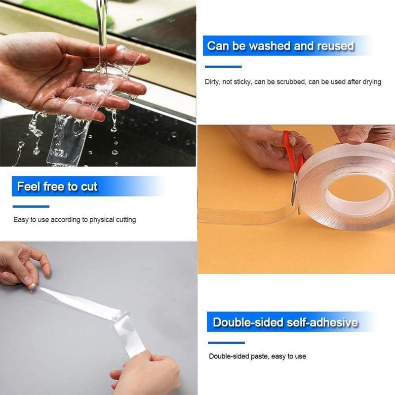 Baker's Signature 3 MM Grip Tape Double Side,Washable Nano Gel Tape,Tape Heavy Duty, Reusable Clear Adhesive Tape, Mounting, Home Decor, Paste Photos and Posters  - Image 4