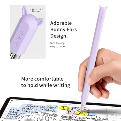 ELETIUO Silicone Case Compatible with Apple Pencil (USB-C),Protective Holder Grip Sleeve with Cap Accessories,Anti-Slip Cover Supports Magnetic Compatible with Apple Pencil 3rd Generation,Ear Purple - Image 5