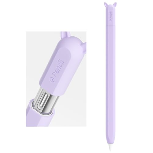 ELETIUO Silicone Case Compatible with Apple Pencil (USB-C),Protective Holder Grip Sleeve with Cap Accessories,Anti-Slip Cover Supports Magnetic Compatible with Apple Pencil 3rd Generation,Ear Purple - Image 1