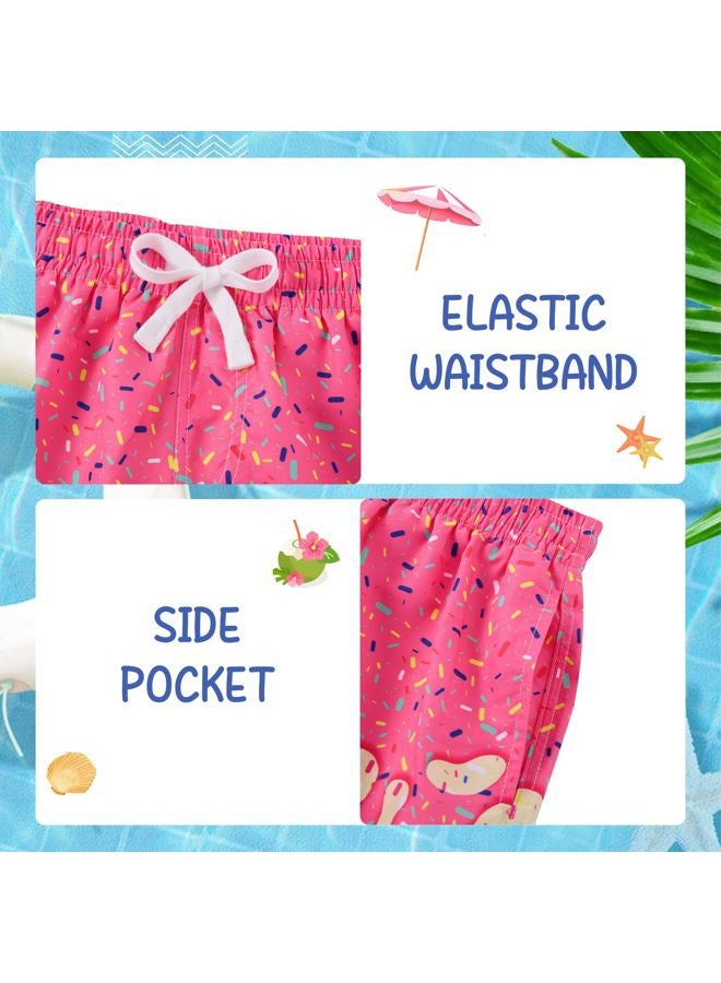 westwolf Boys Swim Trunks with Compression Liner Casual Bathing Suit for Kids Swim Shorts 6-18 Years, A1 Pink Yellow 1, 6-7 Years - Image 5