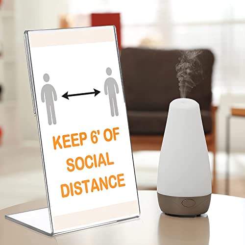 Shuban Acrylic Sign Holder L Shape - 5 x 7 Inches Clear Photo Frames - Collage Frames, Flyer Display - Vertical Slanted Back Stand Up Sign Holder for Office Desktop, Photo, Menu - Pack of 10 - Image 5