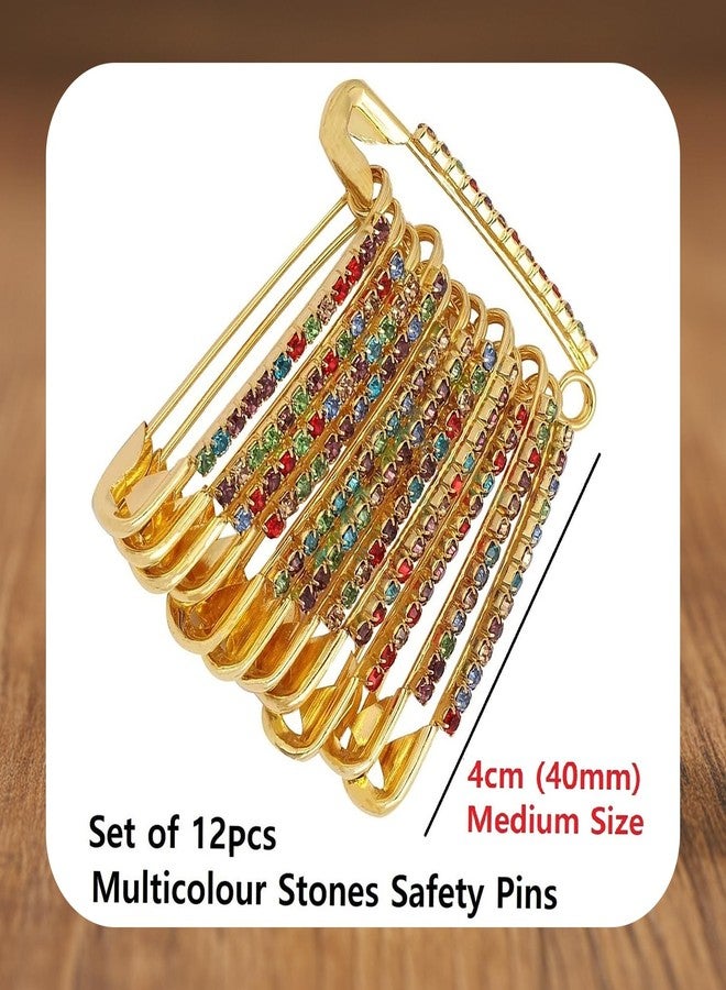 THANUS CRAFT THANU'S CRAFT Multicolor Stone Safety Saree Pin Heavy Duty Hijab Dupatta Chunri Scarf Pin Multi-use Quilting Pins for DIY Crafts, Jewelry Making & Baby Clothing - Image 3