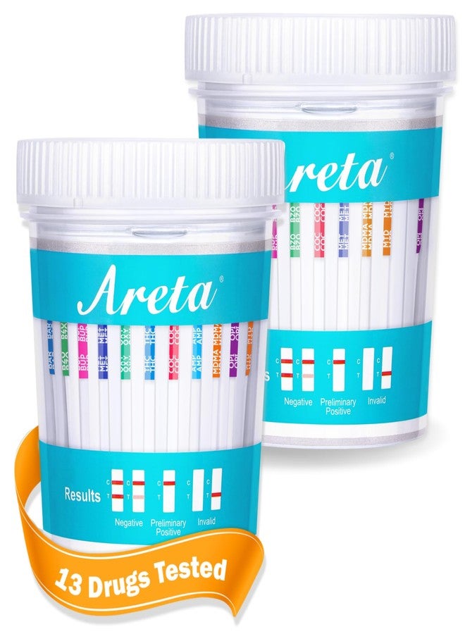Areta Multi-Drug Test Cup 13 Panel, Screen for Most-Use Drugs (THC/AMP/BAR/BUP/BZO/COC/MDMA/MET/MTD/OPI/OXY/PCP/TCA), Results in 5 Min -#ACDOA2-1134 (2 Pack) - Image 1