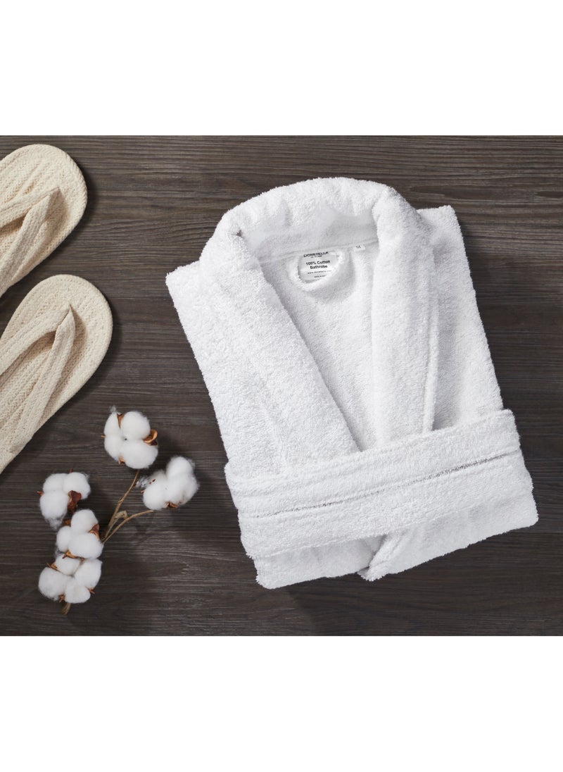 Donetella Unisex 100% Cotton Terry Bathrobe Small And Medium Size, 400 GSM, Luxurious And Absorbent, Ankle-Length with Shawl Collar And Pockets  - Image 1