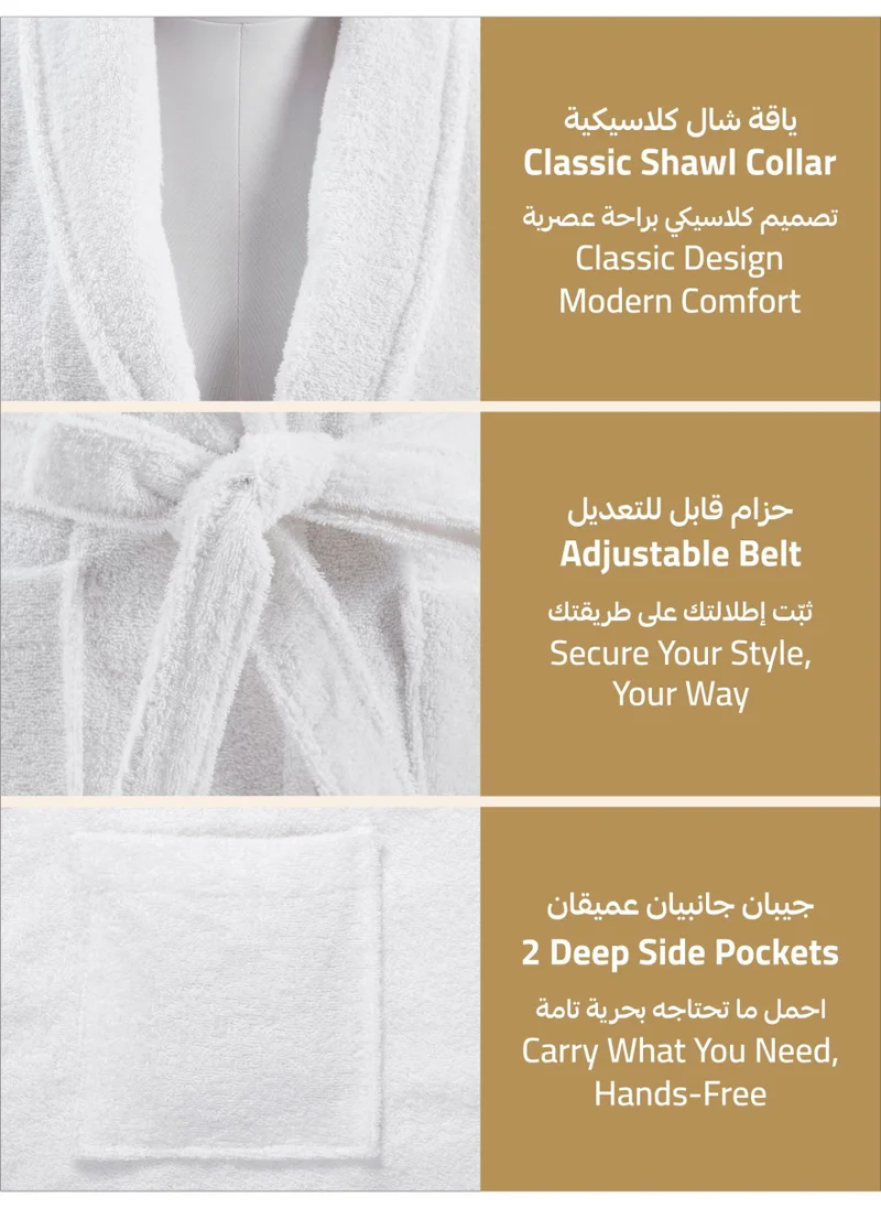 دوناتيلا روب حمام تيري قطني ناعم سريع الامتصاص (مقاس S/M) أبيض