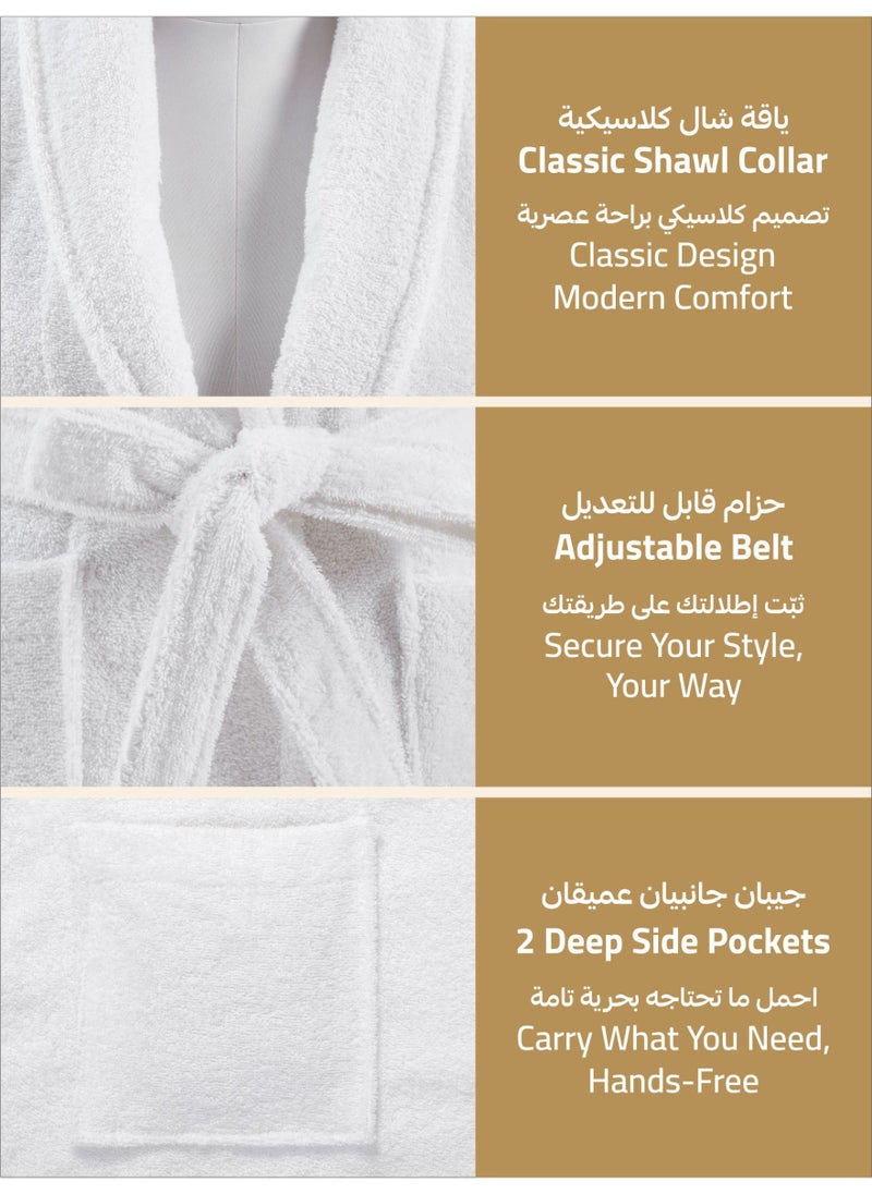 دوناتيلا روب حمام تيري قطني ناعم سريع الامتصاص (مقاس S/M) أبيض - Image 2