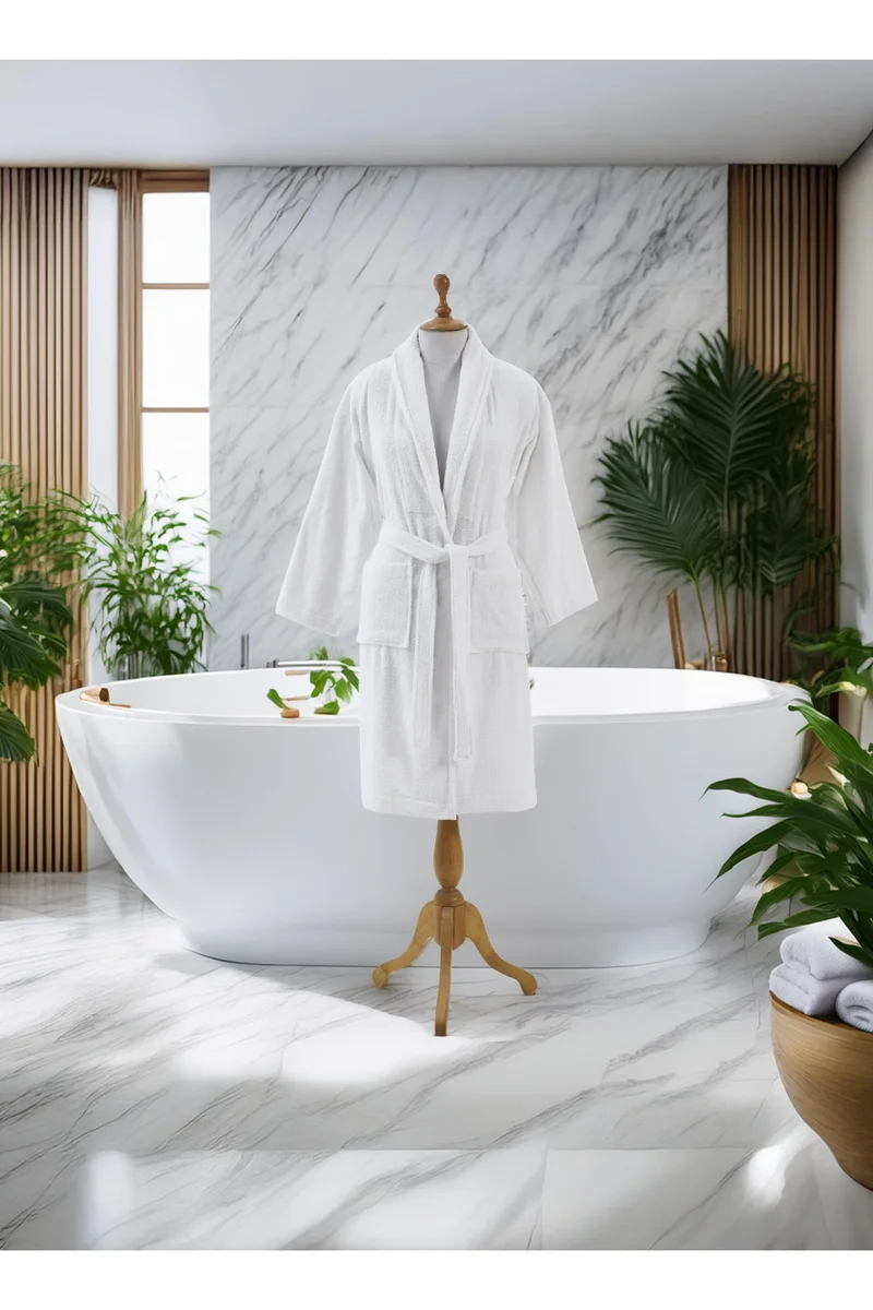 Donetella Unisex 100% Cotton Terry Bathrobe Small And Medium Size, 400 GSM, Luxurious And Absorbent, Ankle-Length with Shawl Collar And Pockets