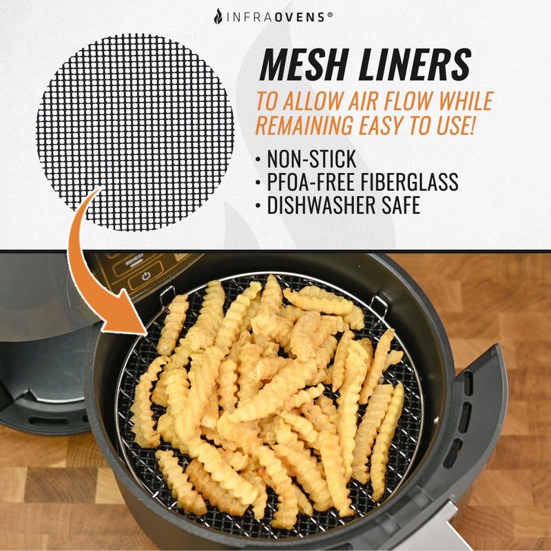 INFRAOVENS INFRAOVENS Air Fryer Liners Round Reusable For Ninja AF101 4QT AF161 AF150 5.5QT Max XL, Instant Pot Duo Crisp 4 qt Parchment Paper Replacement, Large Airfryer Accessories Basket Cover Sheet Liners  - Image 3