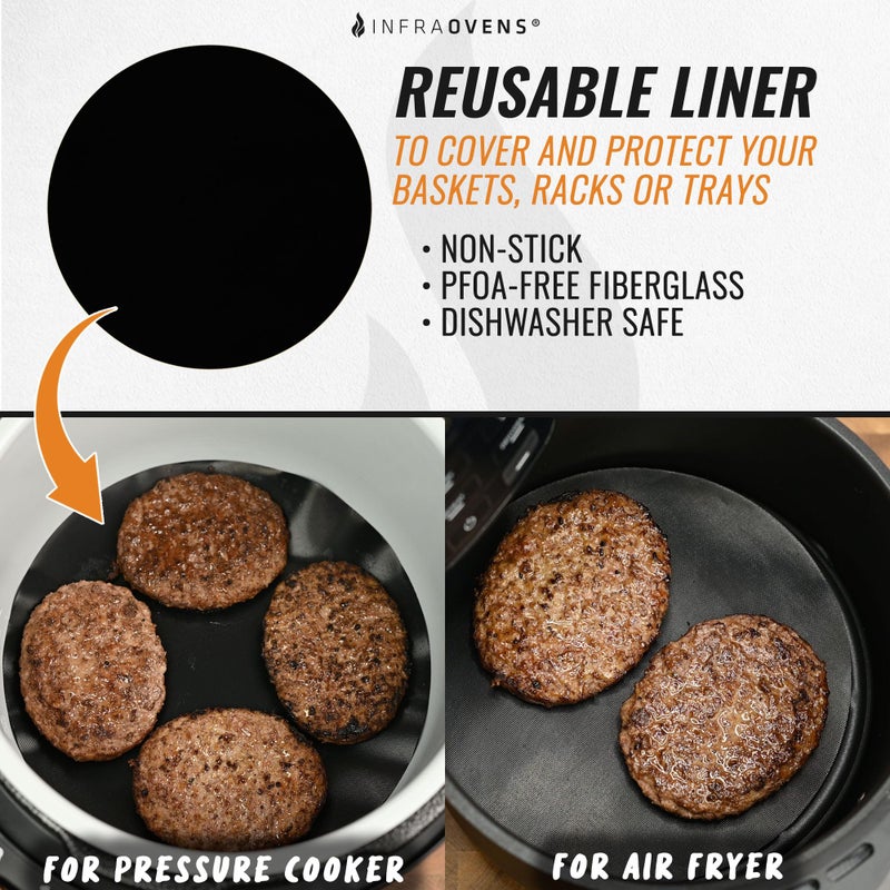 INFRAOVENS INFRAOVENS Air Fryer Liners Round Reusable For Ninja AF101 4QT AF161 AF150 5.5QT Max XL, Instant Pot Duo Crisp 4 qt Parchment Paper Replacement, Large Airfryer Accessories Basket Cover Sheet Liners  - Image 2