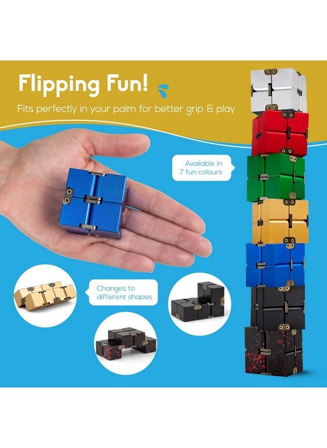 PILPOC - Thefube Infinity Cube Fidget Desk Toy Premium Quality Aluminum Infinite Magic Cube With Exclusive Case Sturdy Heavy Relieve Stress And Anxiety For Add Adhd Ocd (Black Red) - Image 1