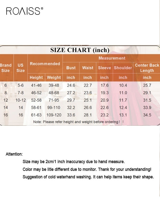roaiss Girl's Summer Dress with Mesh Design, Formal Dress, Breathable A Line Dress, Elegant Stylish Sundress for Girls, Suitable for Daily Wear or Any Occasion - Image 3
