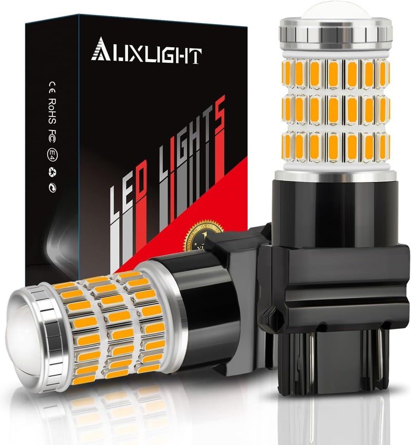 AUXLIGHT 3157 3057 3156 4157 3157K LED Bulbs Amber Yellow, Ultra Bright 60-SMD LED Replacement for Blinker Lights, Turn Signal/Parking or Running Lights, Brake/Tail Lights (Pack of 2) - Image 1