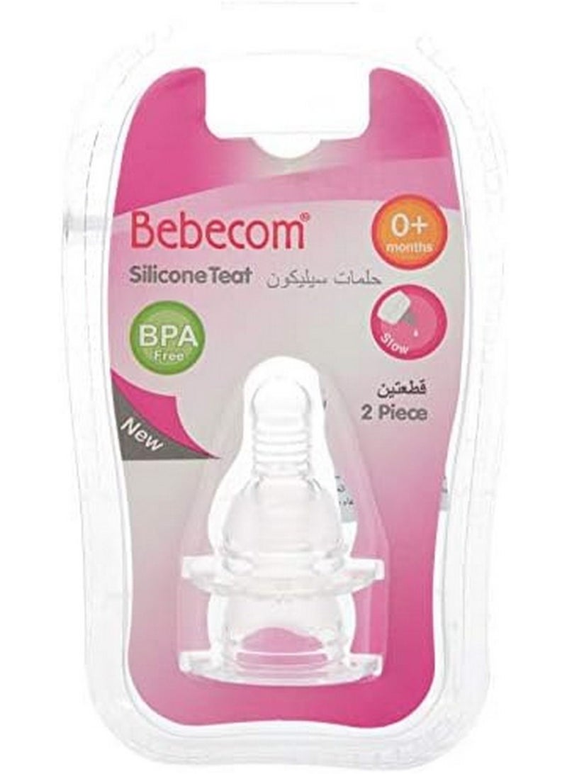 Bebecom Silicone Teat For Babies 0+ Months Pack Of 2 Pieces