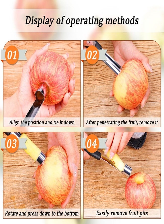 Vicsamer 2PCS Apple Cupcake Corer, Fruit Vegetable Core Remover, Profession Healthy Stainless Steel Apple Remover Household Kitchen Tool for Fuji, Pears, Bell Peppers - Black - Image 4