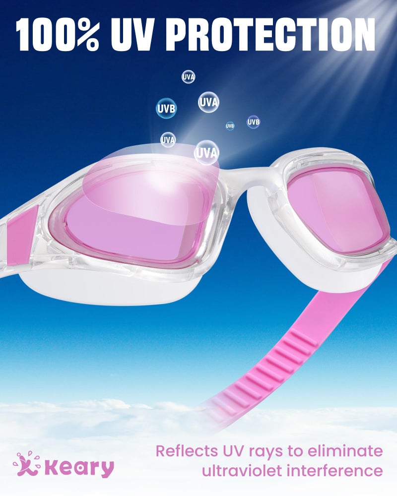 Keary 2 Pack Goggles Swimming Adult Swim Goggles for Men Women Swimming Goggles Youth Adults Anti-Fog Goggle Pool Open Water Glasses Waterproof UV Protection Clear Vision Swim with Case - Image 5