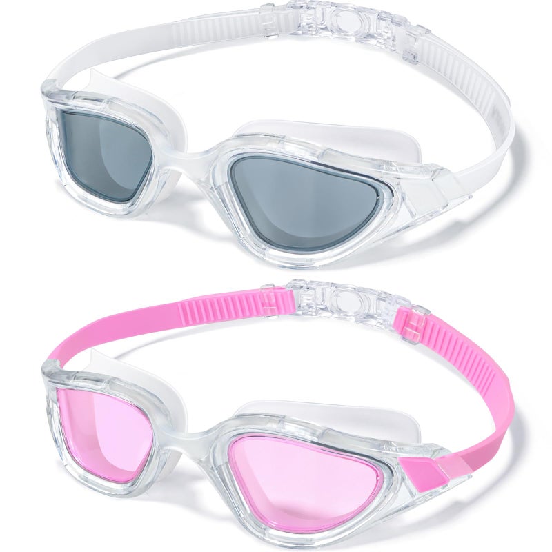 Keary 2 Pack Goggles Swimming Adult Swim Goggles for Men Women Swimming Goggles Youth Adults Anti-Fog Goggle Pool Open Water Glasses Waterproof UV Protection Clear Vision Swim with Case - Image 1