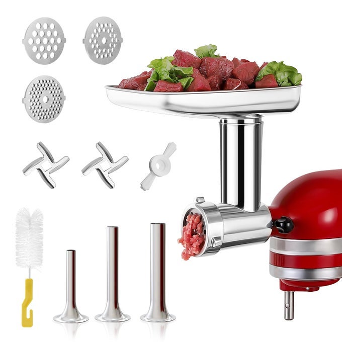 STAINLESS STEEL MEAT GRINDER ATTACHMENTS FOR KITCHENAID MIXERS METAL FOOD GRINDER SAUSAGE STUFFER DISHWASHER SAFE ACCESSORY SUITABLE FOR KITCHEN AID BY