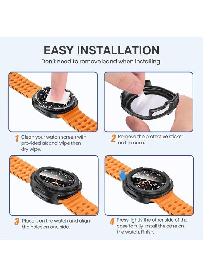 جراب واقي شاشة Samsung Galaxy Watch 8 Classic 2025 مقاس 46 مم، ملحقات، غطاء وجه واقٍ، مصد صلب مدمج مع غشاء زجاجي مقوى - Image 2