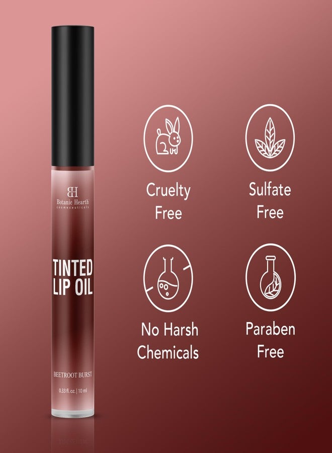 Botanic Hearth Tinted Lip Oil | Moisturizing Lip Gloss Oil for Dry Lips | Deep Red Gloss | Lightweight & Non Greasy | 0.3fl oz - Image 3