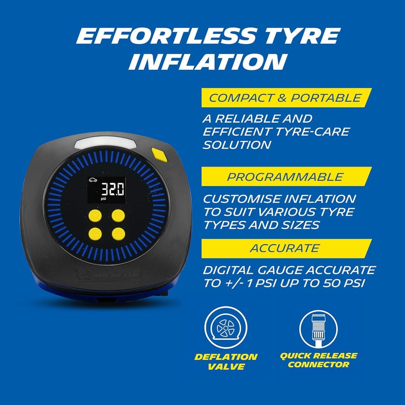 Michelin 12V Digital Micro Programmable Tyre Inflator, Black - Image 4