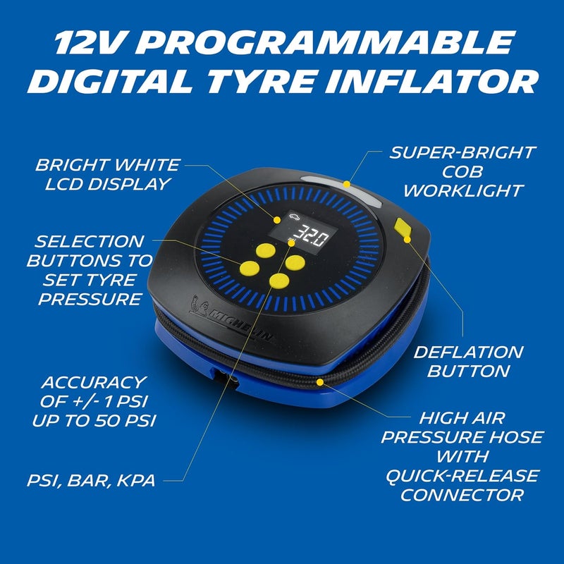 Michelin 12V Digital Micro Programmable Tyre Inflator, Black - Image 2