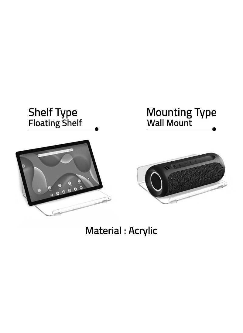SMARTPOINTS Set of 2 Acrylic Floating Wall Shelves – 8x6 Inch Adhesive Display Shelves for Home & Office – Ideal for Plants, Speakers, Security Cameras, and Decor Figures  - Image 4