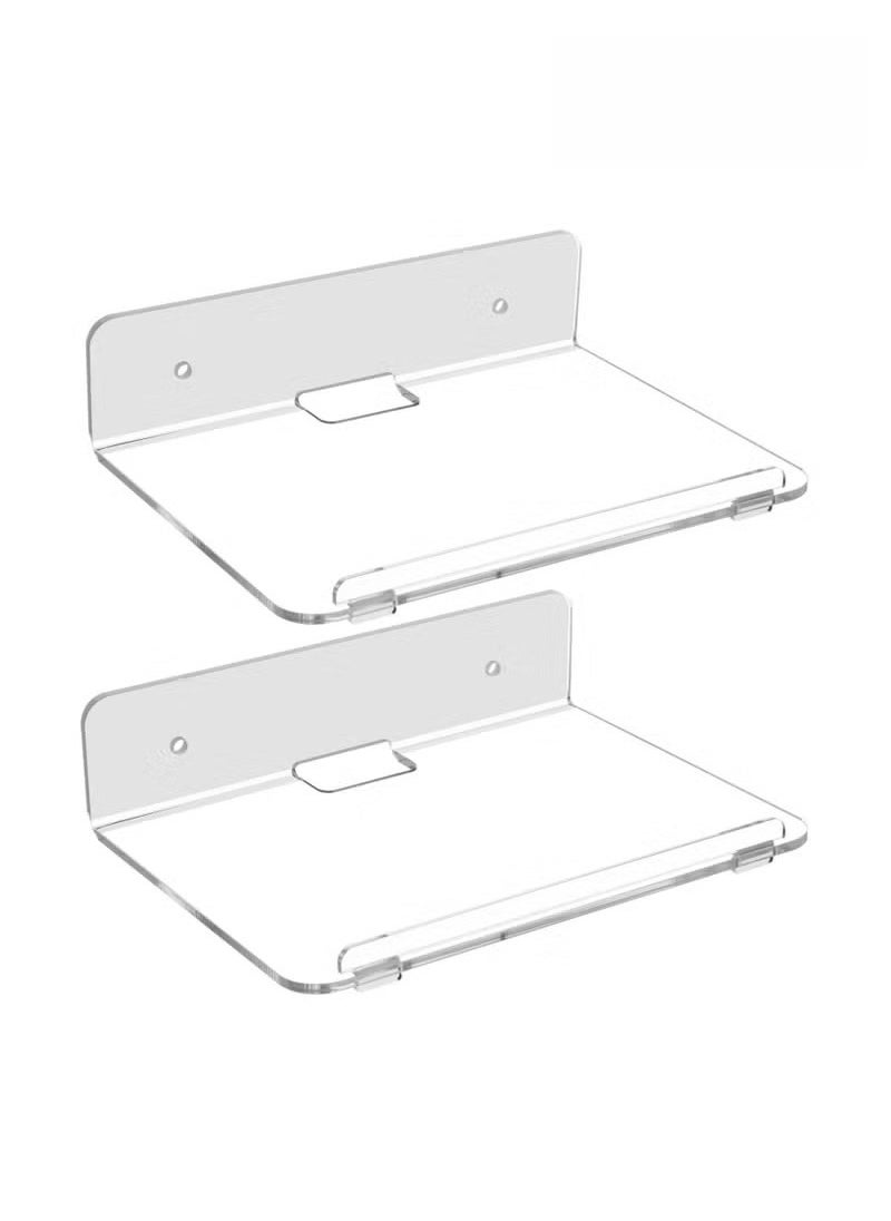 SMARTPOINTS Set of 2 Acrylic Floating Wall Shelves – 8x6 Inch Adhesive Display Shelves for Home & Office – Ideal for Plants, Speakers, Security Cameras, and Decor Figures  - Image 1