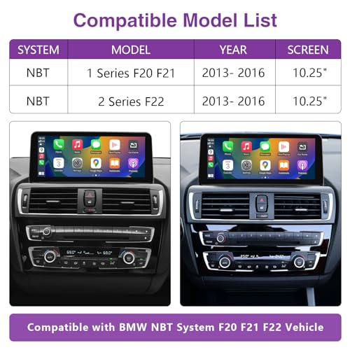 NINETOM 10.25 inch Touchscreen Wireless CarPlay Android Auto Multimedia Car Radio Receiver Compatible with BMW 1/2 Series NBT System, F20/F21/F23 (2013-2016) - Image 2