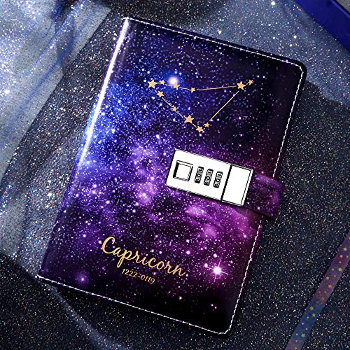 CAGIE Starry Constellation Lock Diary Set Gift Box with Pen & Tapes Secret Diary with Lock for Kids Girls Women Purple Journal Kit with Lock for Anniversary Birthday Holiday（Capricorn） - Image 4