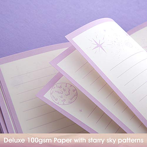 CAGIE Starry Constellation Lock Diary Set Gift Box with Pen & Tapes Secret Diary with Lock for Kids Girls Women Purple Journal Kit with Lock for Anniversary Birthday Holiday（Capricorn） - Image 2